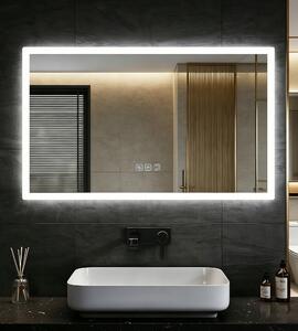 Zrcadlo s osvětlením – 120 x 60 cm, 3 teploty světla, plynulé stmívání, proti zamlžování