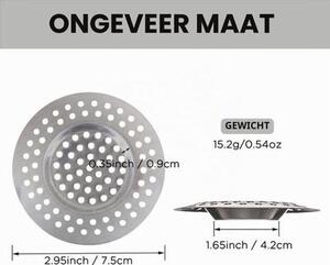 2 ks Kuchyně Koupelna Sink screen, Nerezový filtr, Protektor vany, Sprchový kryt Vlasový zásuvka, 7,5 cm vnější průměr