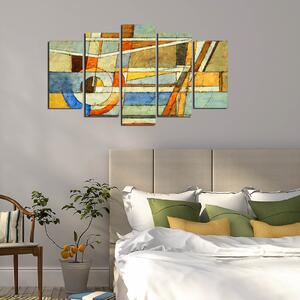 ASIR Obraz na MDF 5ks LINIE A BARVY 20 x 60 (1) 20 x 50 (2) 20 x 40 cm (2)