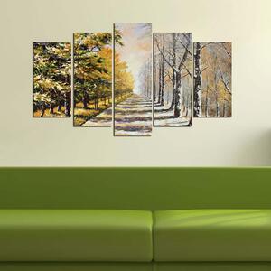 ASIR Obraz na MDF 5ks PODZIM ZIMA 20 x 60 (1) 20 x 50 (2) 20 x 40 cm (2)