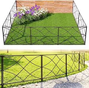 Dekorativní kovové zahradní plot, rozměry 40 cm x 2,75 m, černá barva, moderní design, ocel s příměsí železa