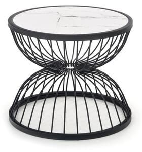 Konferenční stolek KIM, 50x40x50, bílý mramor/černá
