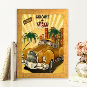 ASIR Obraz na MDF s rámem VÍTEJTE V MIAMI 24 x 29 cm