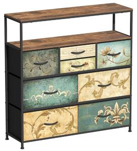 Komoda Látková zásuvka - 8 zásuvek - 100 x 30 x 102 cm - Vintage