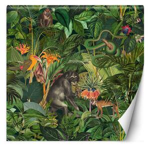 Fototapeta Zvířata z džungle a zelené listy - Andrea Haase Materiál: Vliesová, Rozměry: 100 x 100 cm