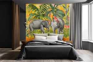 Fototapeta Oranžová na pozadí slonů - Andrea Haase Materiál: Vliesová, Rozměry: 100 x 100 cm