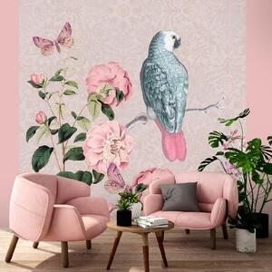 Fototapeta Růžový pták na větvi - Andrea Haase Materiál: Vliesová, Rozměry: 100 x 100 cm