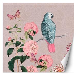 Fototapeta Růžový pták na větvi - Andrea Haase Materiál: Vliesová, Rozměry: 100 x 100 cm