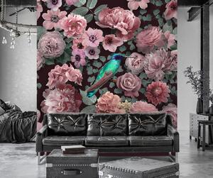 Fototapeta Květiny růže růžový pták příroda - Andrea Haase Materiál: Vliesová, Rozměry: 100 x 100 cm