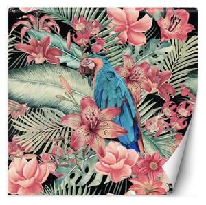 Fototapeta Papoušek na pozadí růžových listů - Andrea Haase Materiál: Vliesová, Rozměry: 100 x 100 cm