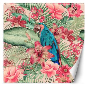 Fototapeta Papoušek mezi růžovými listy - Andrea Haase Materiál: Vliesová, Rozměry: 100 x 100 cm