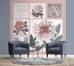 Fototapeta Růžové kolážové květy - Andrea Haase Materiál: Vliesová, Rozměry: 100 x 100 cm