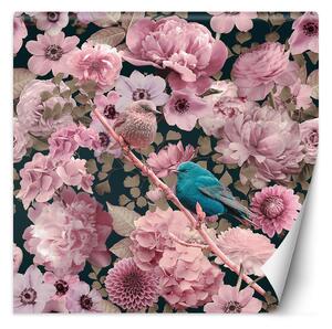 Fototapeta Modrý pták na pozadí růžových růží - Andrea Haase Materiál: Vliesová, Rozměry: 100 x 100 cm