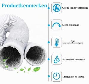 Průměr odvodnění hadice 100 mm Délka 3 m Hliníková ventilace hadice s 2 svorkami pro odvlhčení odvlhčovač vzduchu hadice