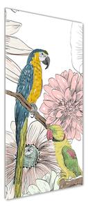 Vertikální Fotoobraz na skle Papoušci a květiny osv-110762847