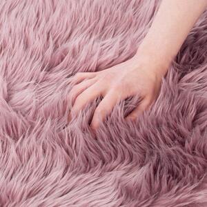 Moderní koberec Shaggy s dlouhým vlasem do dětského pokoje a ložnice Kulatý Měkký Růžový FLUFFY-60 cm