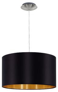 Kruhový závěsný lustr Maserlo s moderním textilním stínidlem - černá, zlatá, 380 mm, 60 W