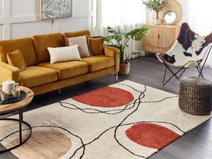 Bavlněný koberec 160 x 230 cm béžový/červený BOLAT