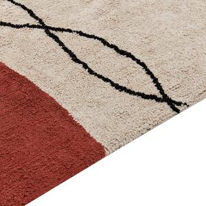 Bavlněný koberec 140 x 200 cm béžový/červený BOLAT