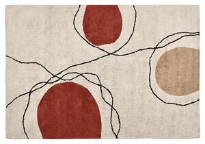 Bavlněný koberec 140 x 200 cm béžový/červený BOLAT