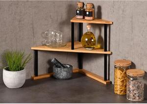 Rohový kuchyňský regál bambus - 2 patra - 52 x 39 x 29,5 cm - Přírodní a černá