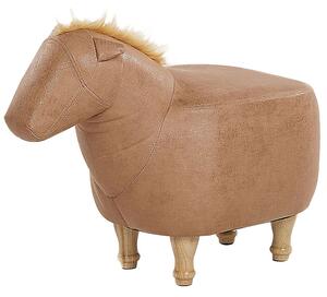 Zvířecí stolička béžová z umělé kůže HORSE