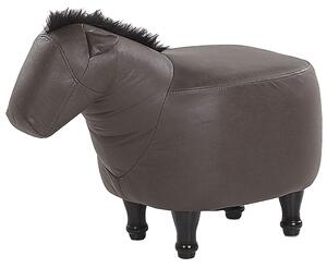 Zvířecí stolička tmavě hnědá z umělé kůže HORSE