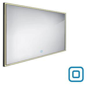Zrcadlo do koupelny 120x70 s osvětlením, černým rámem, dotykový spínač NIMCO ZPC 13006V-90