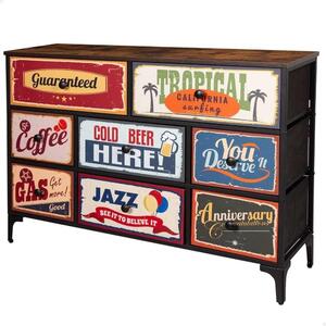 Komoda vintage - Osm látkových zásuvek - 103 x 30 x 77 cm - Retro kresby