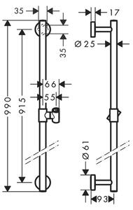 Hansgrohe Unica - Sprchová tyč Comfort 90 cm, chrom 26402000