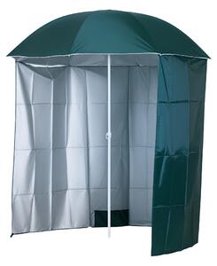Slunečník Outsunny s boční stěnou pro pláž, ochrana před sluncem, polyester, tmavě zelený, 2,2 x H2,2m | Aosom
