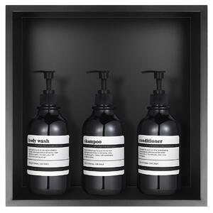 Nástěnná polička do sprchy – nerezová ocel 304 – 32 x 32 x 8,5 cm – bez okraje – černá