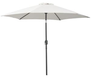 Outsunny Hliníkový Zahradní Slunečník Ø260x235 cm Sklopný Zahradní Parasol s Kličkou a 6 Kovovými Tyčemi pro Venkovní Terasu a Balkon Krémový | Aosom