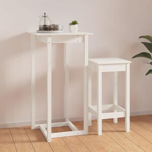 Barový stolek bílý 60 x 60 x 110 cm masivní borové dřevo