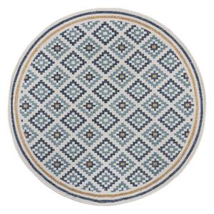 Žluto-modrý kulatý vnitřní a venkovní koberec ø 160 cm Zia Trellis – Flair Rugs