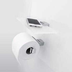 Polička do koupelny na mobil a drobnosti skleněná, sklo bílé extra čiré matné, úchyt chrom, 20 cm NIMCO KIBO Ki 14091B-1U-20-26