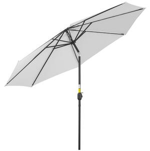 Zahradní slunečník Outsunny Ø295x250 cm s kličkou, venkovní parasol s náklonem a odnímatelným kovovým sloupem pro terasu a bazén Bílý | Aosom