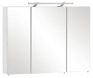 Zrcadlová skříňka koupelnová s LED osvětlením - 3 dvířka - 6 skleněných polic - 100 x 16 x 71 cm - Bílá