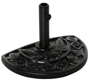 Stojan na slunečník Outsunny 9 kg s designem květiny a polokruhovým držákem pro slunečníky s průměrem tyče 35/38/48mm, pro balkon, terasu, zahradu, če