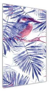 Vertikální Fotoobraz na skle Listí palmy a pták osv-117070840