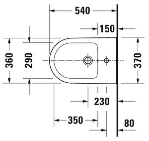 Duravit D-Neo - Závěsný bidet 370 x 540 mm upevnění Durafix, bílá 2294150000