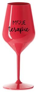 MOJE TERAPIE - červená nerozbitná sklenice na víno 470 ml
