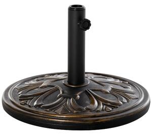 Stojan na slunečník Outsunny 13 kg – Stojan na slunečníky s držákem pro tyče průměru 35 mm/38 mm/48 mm do zahrady, na balkon, starožitný bronz | Aosom
