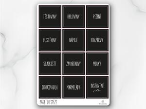 Etikety na organizéry do spíže 60x60 mm 12ks Barva: Černá