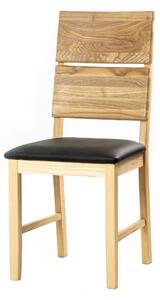 Masivní jasanová židle Karla s černou koženkou