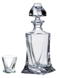 Skleněná láhev a sada 6 ks skleniček, Crystalite Bohemia, QUADRO, (6+1)