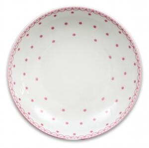 Porcelánový talíř hluboký, Thun, Tom, Růžové puntíky