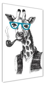 Vertikální Fotoobraz na skle Žirafa v brýlích osv-122012386
