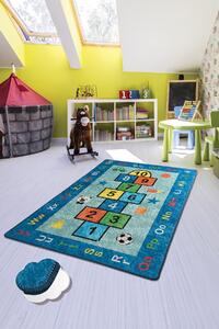 ASIR Dětský koberec(100 x 160 cm) SEKSEK modrý – písmenka a panák