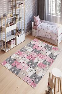 ASIR Předsíňový koberec (100 x 150 cm) W1015 růžové a šedé kočky